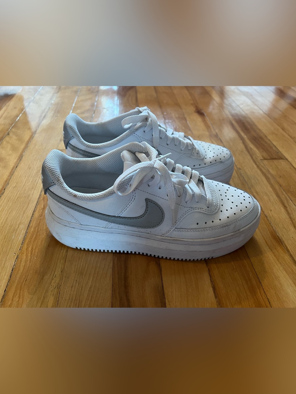 Nike White and Gray Platform Low-Top Sneakers